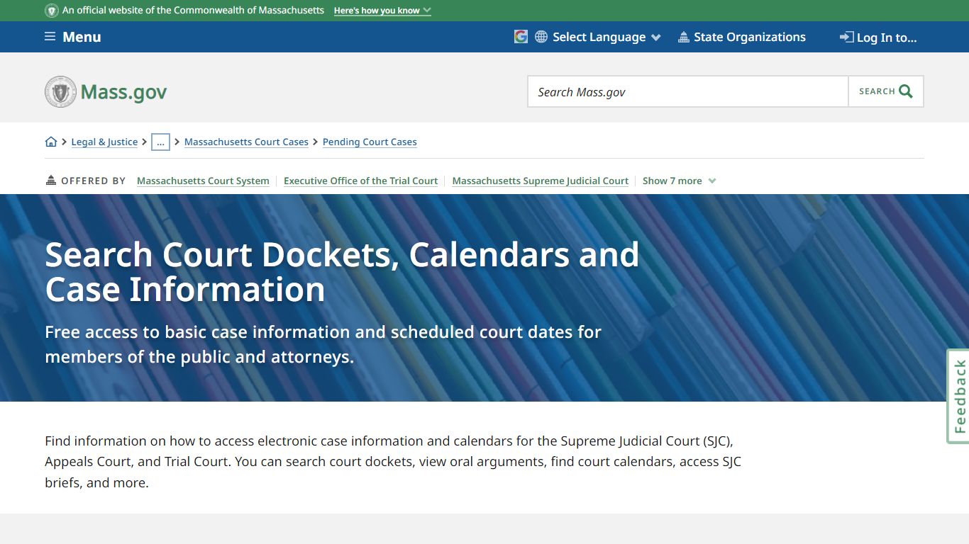 Search Court Dockets, Calendars and Case Information